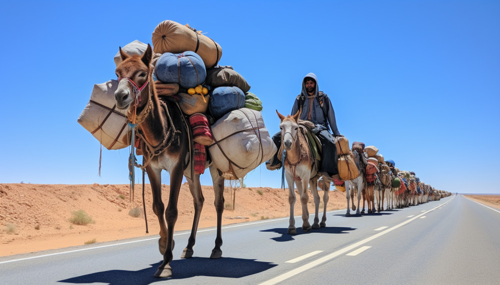 Condividere la strada con i nomadi del deserto del Sahara